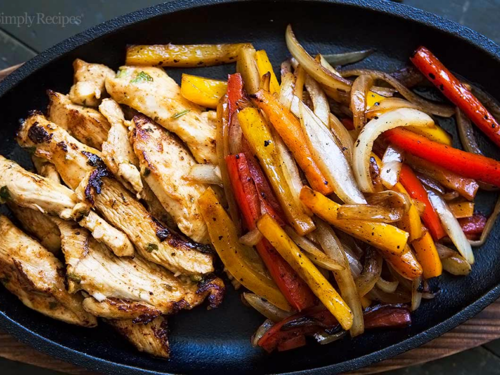 FIT Weight Loss Plan Chicken Fajitas with Refried Beans and Mexican