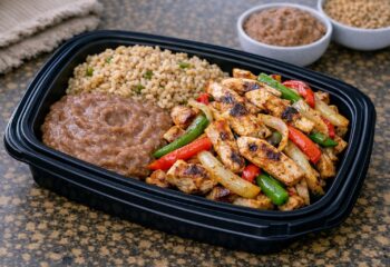 FIT - Chicken Fajitas with Refried Beans and Mexican Brown Rice
