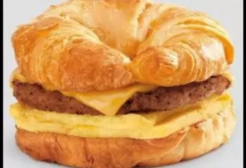 Croissant Breakfast Sandwich with Chicken Sausage Patty, Egg & Cheese