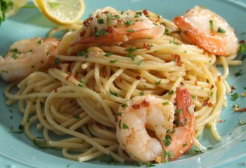 Creamy Lemon Garlic Shrimp with Sweet Peppers & Broccoli and Pasta