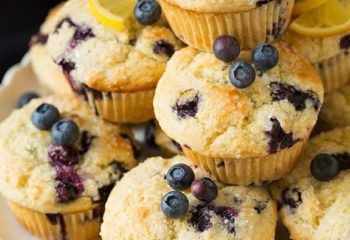 Blueberry Lemon Breakfast Muffins with Vanilla Greek Yogurt