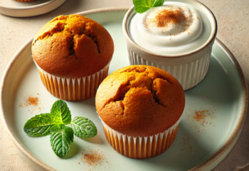 Pumpkin Spice Muffins with Vanilla Greek Yogurt