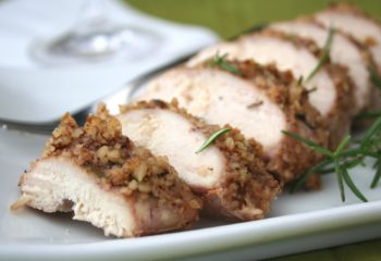 FIT Weight Loss Plan - Pecan-Crusted Chicken with Sauteed Green Beans and Herbed Brown Rice