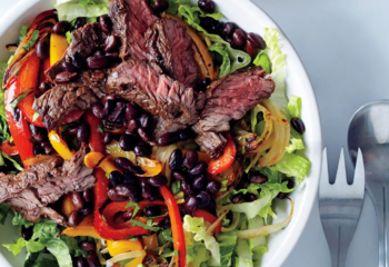 FIT Weight Loss Plan - Beef Fajita Salad with Peppers & Onions, Rice, Black Beans Beans & Chipotle Lime Vinaigrette