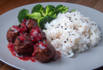 FIT Weight Loss Plan - Smoked Chipotle Raspberry Chicken Meatballs with Steamed Broccoli and Jasmine Rice