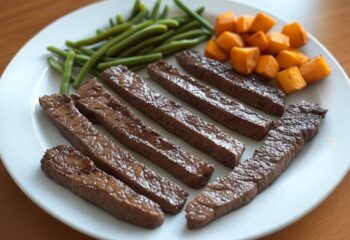 FIT Weight Loss Plan - Balsamic Glazed Beef with Steamed Green Beans and Roasted Sweet Potato