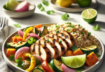 FIT Weight Loss Plan - Smoky Citrus Grilled Chicken with Sauteed Veggies and Cilantro-Lime Brown Rice